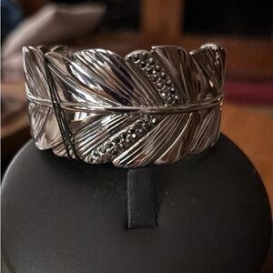 paparazzi Shiny Silver Feather Cuff Bracelet